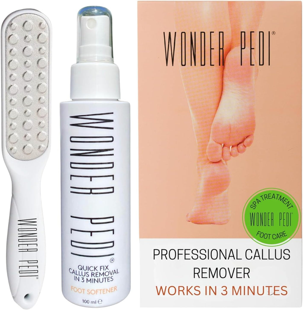 Callus Remover - Three Minutes Quick Fix- Foot File Rasp - Instant Foot Exfoliating Softener Peel Spray, Heels Callus Scrubber File - Home Spa Pedicure Treatment. Wonder Pedi
