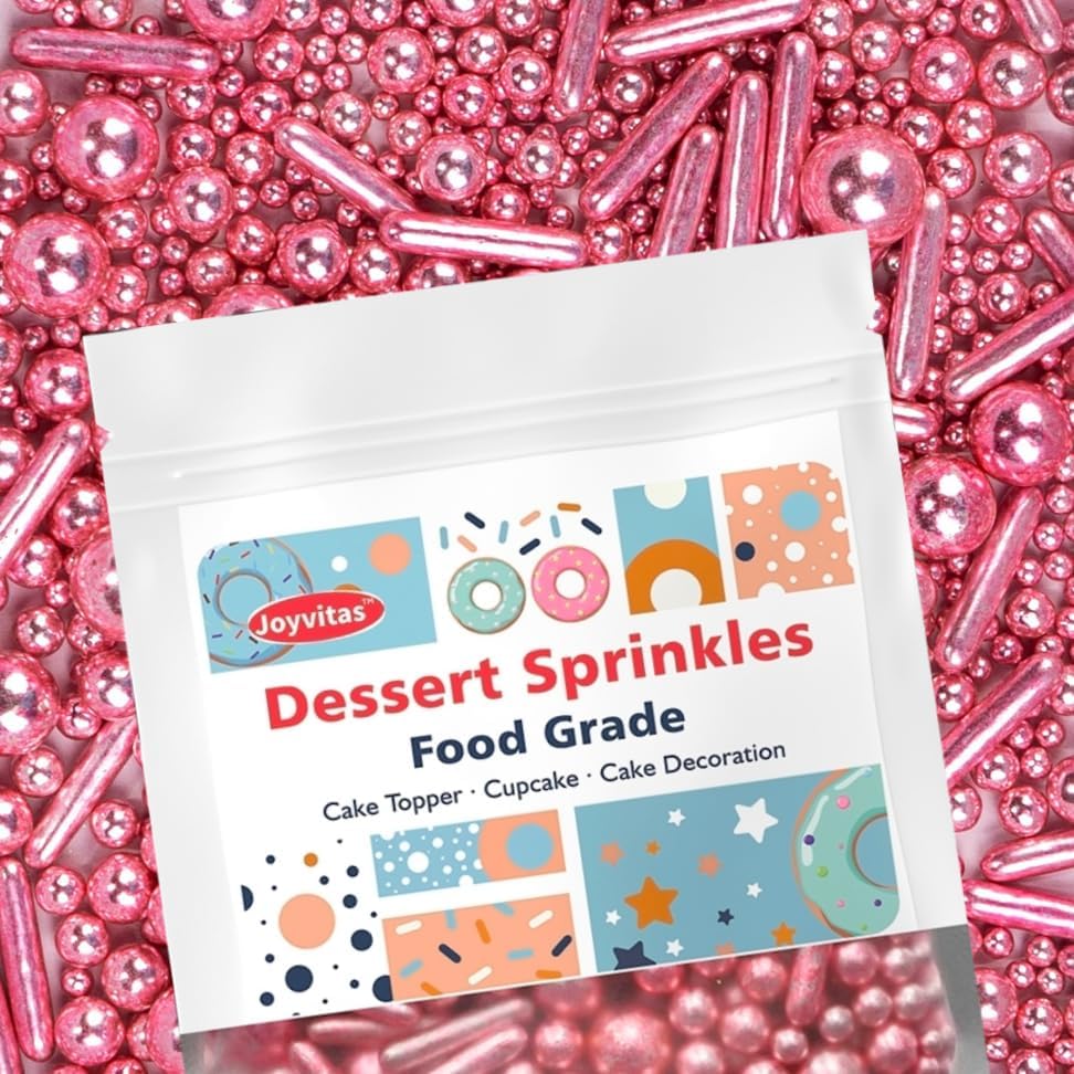 Rose Gold Pearl Rods Sprinkles for Cake Decorating, 150g/5.29oz Mix Size, Pearl Cake Decorations, Baking Sprinkles Foodgrade, Sugar Candy for Cookies, Cupcake Topper, Holiday Wedding Supplies