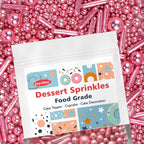 Rose Gold Pearl Rods Sprinkles for Cake Decorating, 150g/5.29oz Mix Size, Pearl Cake Decorations, Baking Sprinkles Foodgrade, Sugar Candy for Cookies, Cupcake Topper, Holiday Wedding Supplies