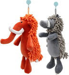 Forest Animals Fuzzy Ball Hand Towel Set of 2, Series Super Soft Chenille Bath & Kitchen Towels, Absorbent Decorative Fuzzy Ball Hanging Towel for Bathroom, Sink, Countertop (Elephant,Wild Boar)