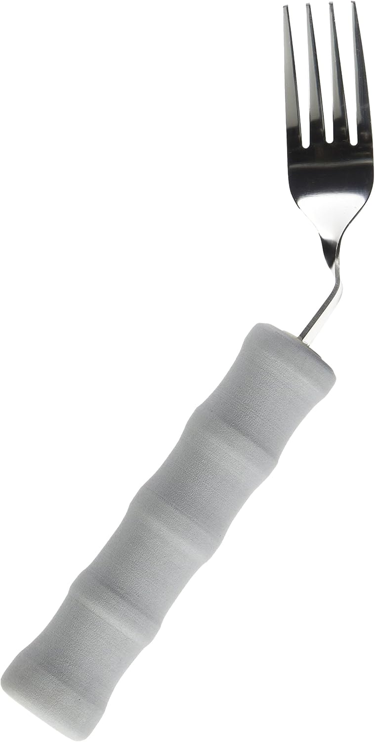 Homecraft Lightweight Foam Handled Cutlery - Angled, Fork, Right, (Eligible for VAT relief in the UK) Fork for Limited Wrist Movement, Independent Self-Feeding Utensil for Arthritis, Elderly, Disabled