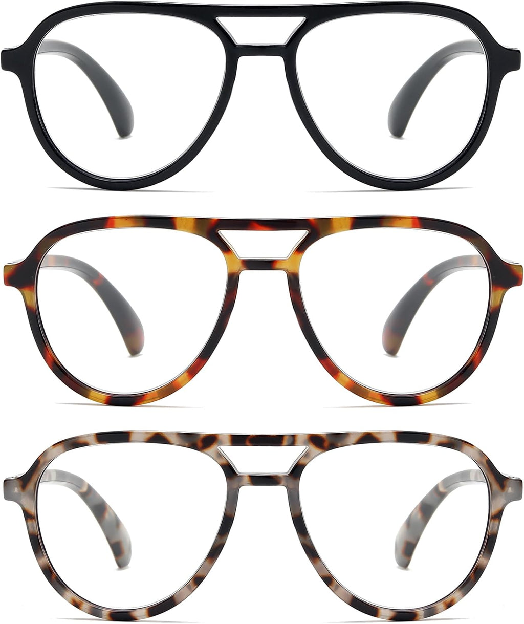 Retro Aviator Reading Glasses for Women Men, Blue Light Blocking Computer Readers