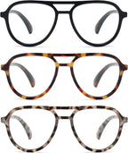 Retro Aviator Reading Glasses for Women Men, Blue Light Blocking Computer Readers