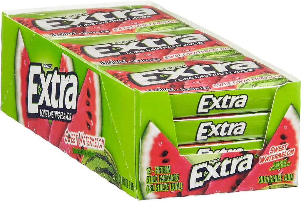 Extra Chewing Gum, Sweet Watermelon Sugarfree, 12 Ounce (Pack Of 12)
