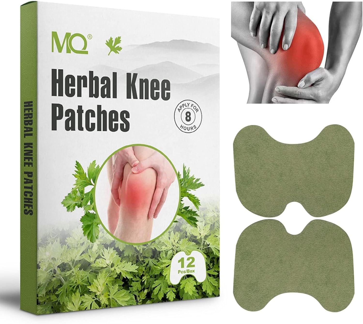 Knee Patches, MQ 12Pcs Maximum Strength Heat Patches Knee Relief Patches, Warming Herbal Patches Long-Lasting Relief for Knee, Back, Neck, Shoulder, Waist