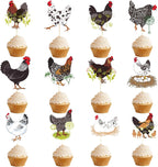36Pcs Chicken Cupcake Toppers: Chicken Cake Decorations Chicken Party Decorations Chicken Birthday Decorations Farm Animal Cupcake Toppers