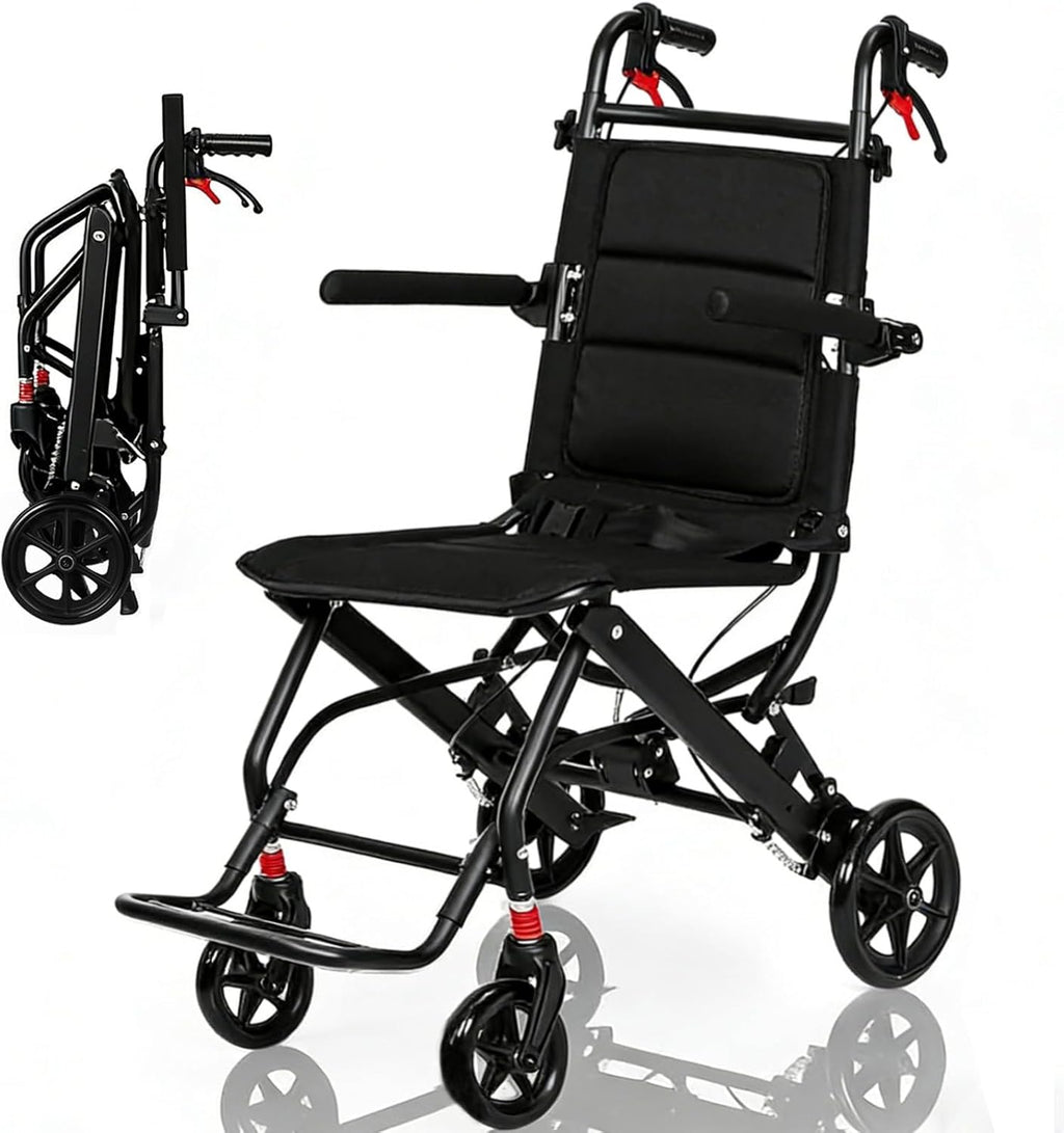 Lightweight Wheelchair for Adults & Seniors | Ultra Light Only 16lbs| Compact Foldable Travel Wheel Chair with Extendable Footrest & Handle | Premium Aluminum Alloy | Portable Transport Wheelchair