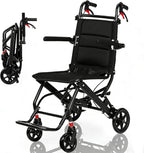 Lightweight Wheelchair for Adults & Seniors | Ultra Light Only 16lbs| Compact Foldable Travel Wheel Chair with Extendable Footrest & Handle | Premium Aluminum Alloy | Portable Transport Wheelchair