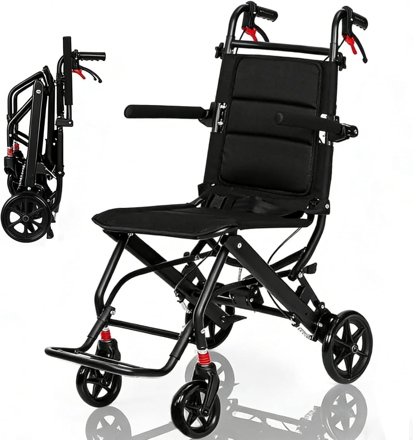 Lightweight Wheelchair for Adults & Seniors | Ultra Light Only 16lbs| Compact Foldable Travel Wheel Chair with Extendable Footrest & Handle | Premium Aluminum Alloy | Portable Transport Wheelchair