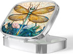 Pill Box-2 Compartment Small Pill Case Portable for Pocket & Purse Single Pill Carrier Pill Container to Hold Vitamins Medication Fish Oil and Supplements BPA-Free(Dragonfly)