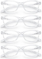 HEEYYOK 1.00 Reading Glasses Women Clear for Small Face 4-Pack Transparent Cat Eye Readers For Womens,Cheaters Eyeglasses for Reading Lightweigth Flexible Spring Hinge