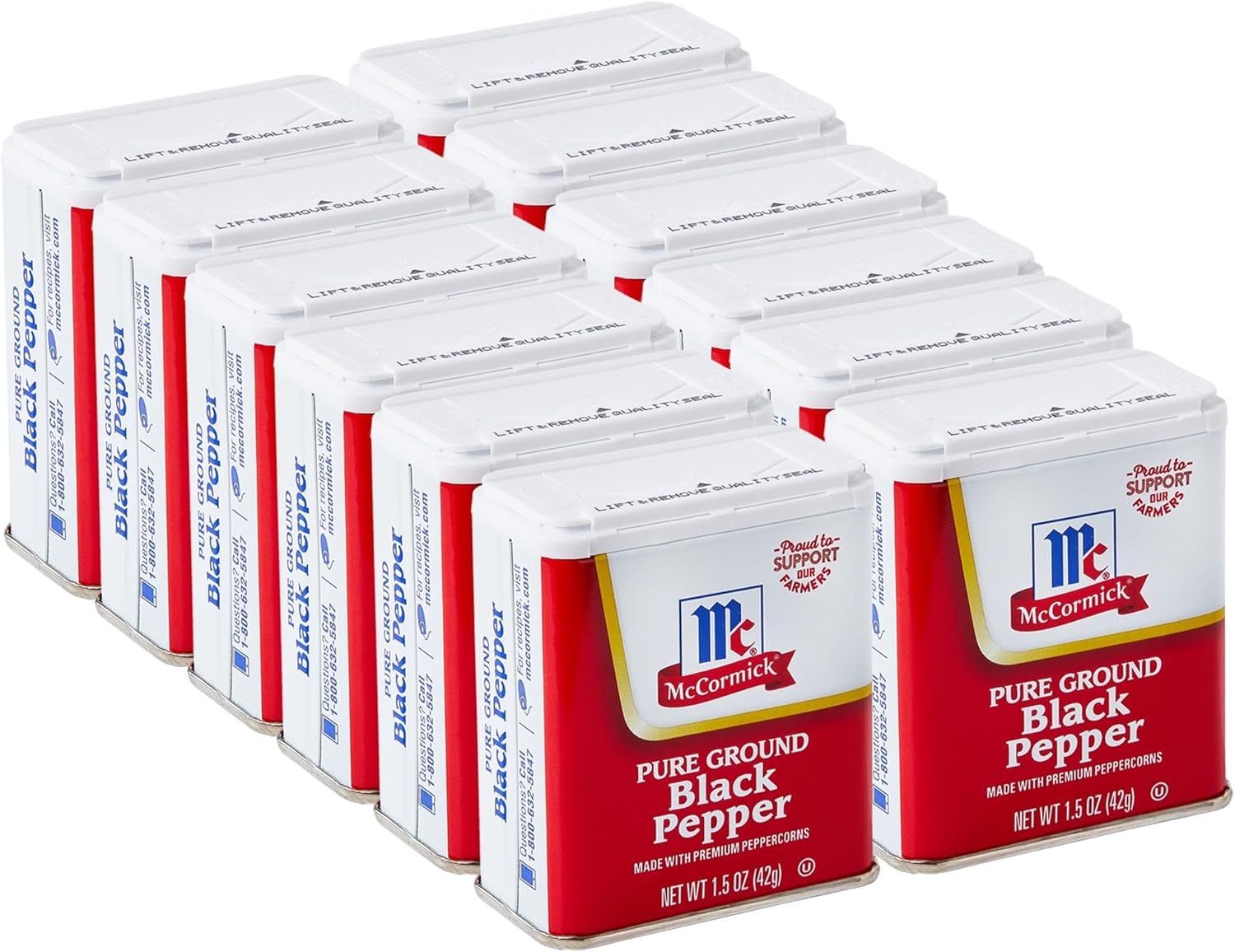 McCormick Pure Ground Black Pepper, 1.5 oz (Pack of 12)