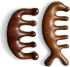2 Pack Wooden Wide Tooth Hair Comb and Head Massage Tool - Handmade 100% Natural Green Sandalwood Meridian Scalp Massager