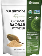 MRM Organic Baobab Powder - For Women & Men - USDA Organic Baobab Fruit Powder Superfood with Fiber, Antioxidants & Vitamin C for Smoothies, Juices & Daily Nutrition, Vegan, Gluten-Free - 40 Servings