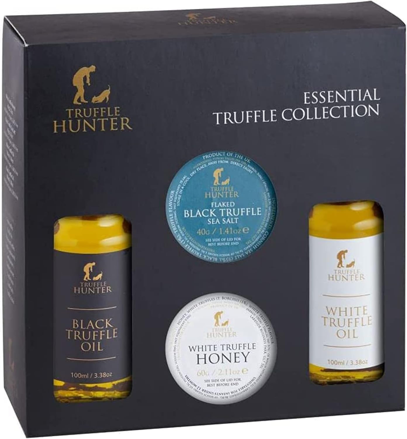 TruffleHunter - TruffleHunter Preserved Truffle Selection Gift Set - Black & White Truffle Oil, Sea Salt, Truffle Honey