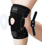 Knee Brace with Removable Dual Side Hinged Stabilizers & Patella Gel Pads, Meniscus Tear Knee Pain ACL MCL Injury Recovery Adjustable Knee Support for Men and Women (Medium (11.8"-17.3"))