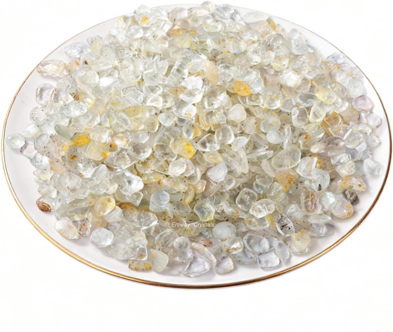 Erliway 7-9mm Natural Topaz Crystal Chips, 100g Polished Healing Crystal Chips Crushed Tumbled Stones for Vase Filler, Aquarium Gravel, Reiki Healing, Meditation, Home Decor and DIY Jewelry Crafts