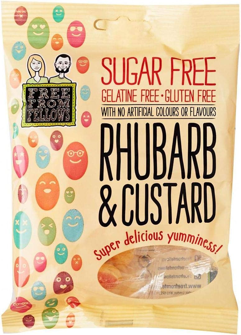 3 x Free From Fellows Sugar Free Rhubarb & Custard Sweets 2.46oz