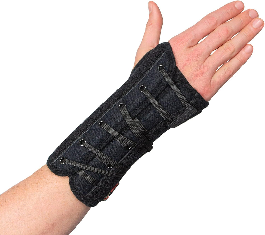Ultimate Lacing Wrist Brace Orthosis – Compression Wrist Support Brace for Carpal Tunnel with Lacing Pull Tabs & Removable Stays – Breathable & Hypoallergenic Design (Left - X-Small)