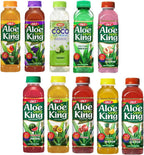 OKF Aloe Vera King Drink, Flavors includes Coco, Original, Grape, Mango, Pineapple, Watermelon, Pomegranate, Gold Kiwi, Peach, and Strawberry (10 flavor variety pack, 10)