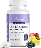 4X Magnesium Complex – 300mg Magnesium Supplement with Chelated Glycinate, Citrate, Malate & Ascorbate, High Absorption for Stress, Sleep, Muscle & Bone Health, 90 Capsules