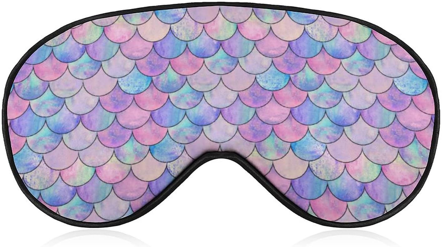 Mermaid Rainbow Sleep Mask Eye Mask for Women Men Comfortable and Soft Sleeping Eye Cover with Adjustable Elastic Strap Block Out Light Fashion Patterns Blindfold for Travel Nap Meditation