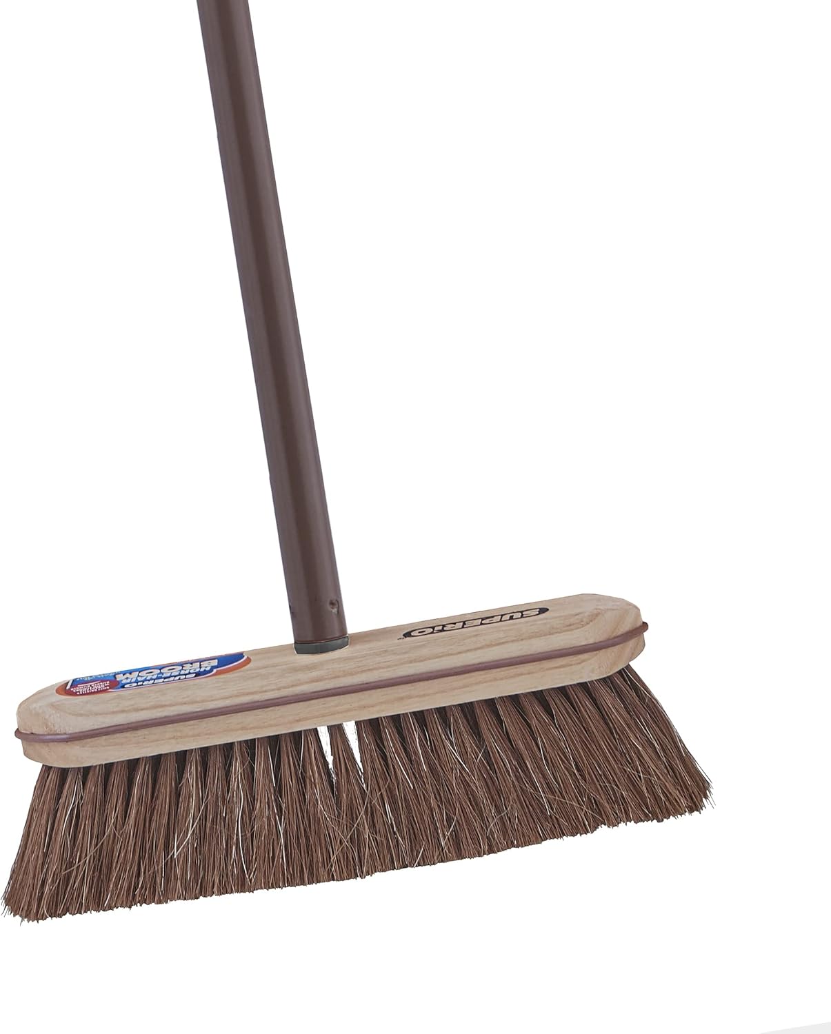 Superio Horsehair Broom, Brown Metal Handle with Fine Premium Bristles, Heavy Duty Home and Kitchen Broom Easy, Sweeping Dust and Wisp Floors and Corners