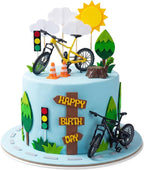 17Pcs Bicycle Cake Toppers Bike Cake Decorations for Bicycle Themed Birthday Party Supplies