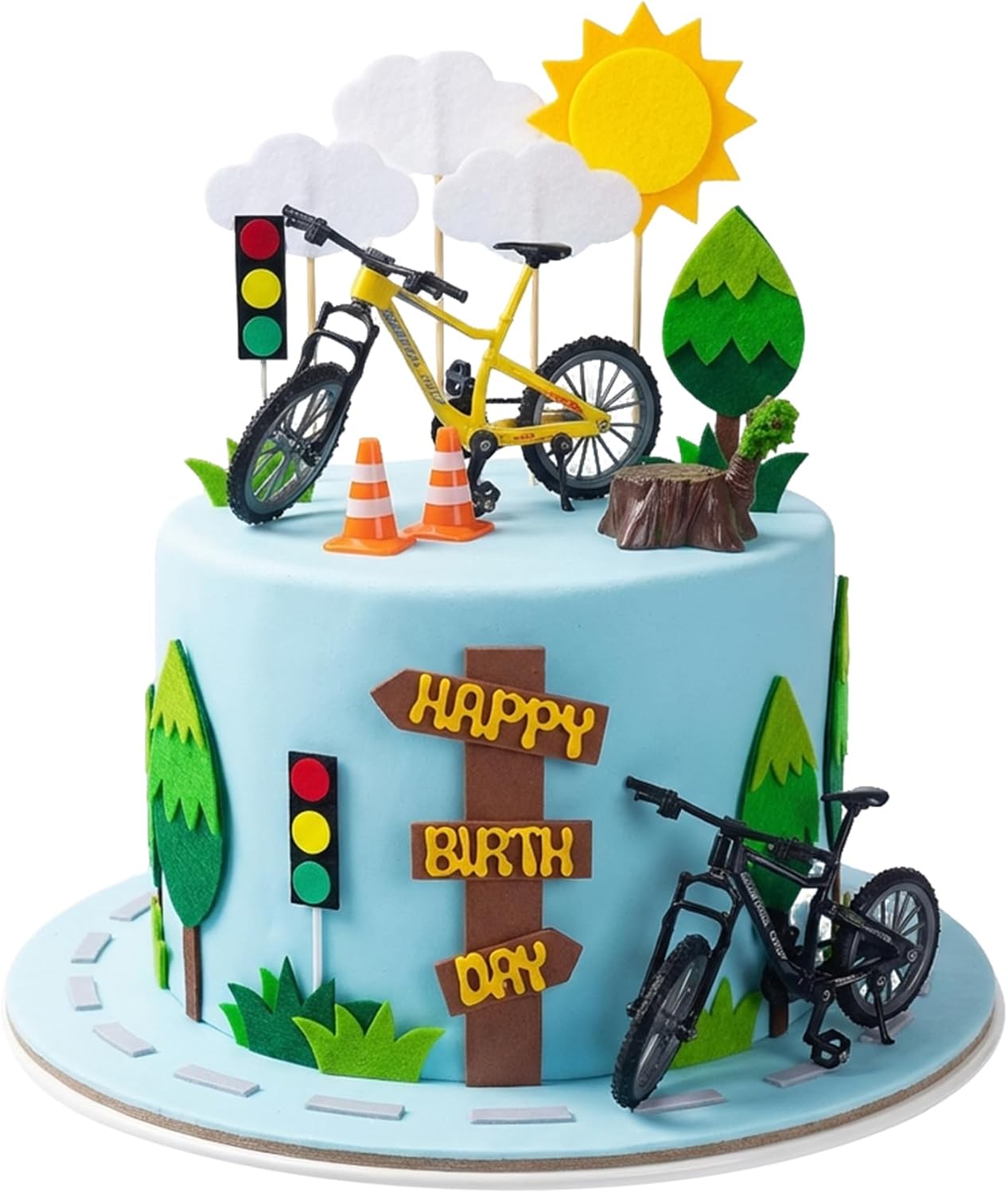 17Pcs Bicycle Cake Toppers Bike Cake Decorations for Bicycle Themed Birthday Party Supplies