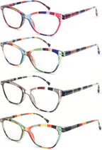 Reading Glasses Women Blue Light Blocking Lightweight Readers Anti Blue Ray Cheaters Glasses Spring Hinges 4 Pack