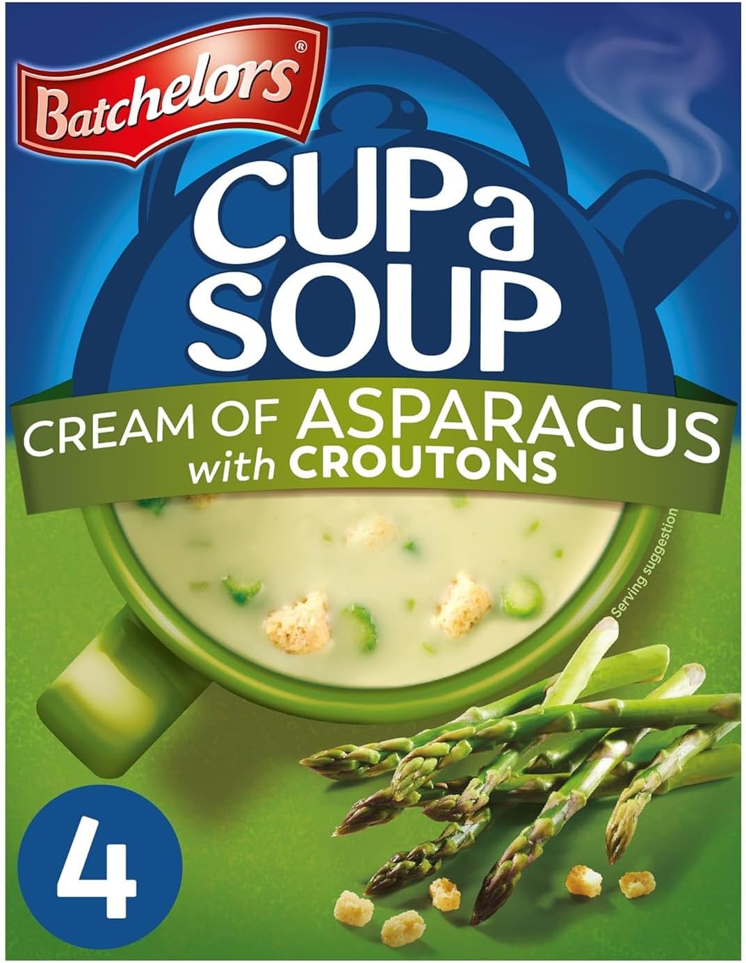 Batchelors Cup A Soup with Croutons Cream of Asparagus 4S, 117g (1 Pack)
