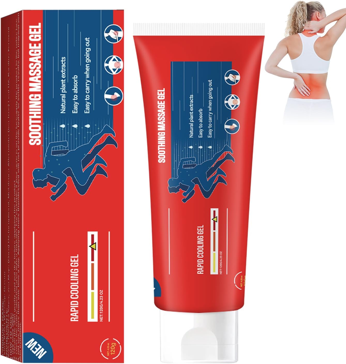 Joint Gel - Soothing Massage Cream Natural Comfort Gel for Knee, Neck, Back & Muscle, Absorb Quickly, Portable and Non-Greasy Formula, 4.23oz