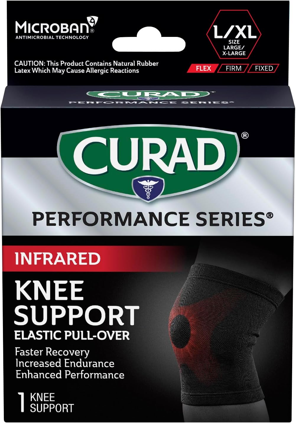 CURAD Performance Series Infrared Knee Support, Elastic Knee Sleeve for Pain Management, Compression Support for Recovery and Performance, Powered by CELLIANT Technology, Large/X-Large