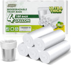 Inwaysin 4-6 Gallon Small Trash Bags Biodegradable 180 Counts, Ultra Thick & Strong 4 Gallon Trash Bag, Unscented Small Garbage Bags, Easy Tearing Waste Basket Liners for Bathroom, Bedroom, Office