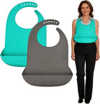 2 Pack Adult Bibs for Men & Women，Adjustable Adult Silicone Bib， Washable Waterproof Bibs for Adults with Crumb Catcher，Gift for Mom/Dad
