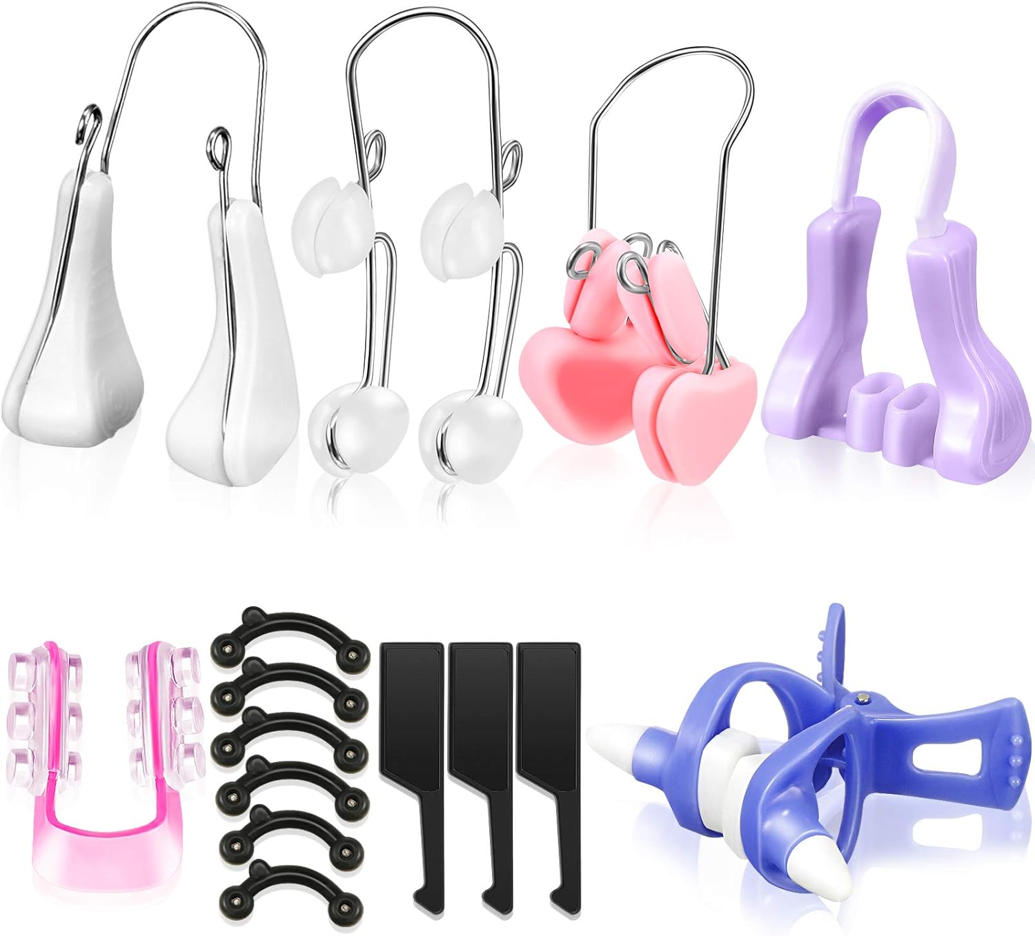 Nuanchu 7 Pieces Nose up Lifting Shaper Clips Set Nose Bridge Reduction Tool Silicone Lifter Beauty Clip Tools for Wide Low Curved Big