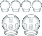 Nuanchu 6 Pieces Glass Fire Cupping Therapy Set Thick Chinese Acupoint Cupping Kit Professional Vacuum Glass Fire Jars with Finger Grips in 2 Sizes for Myofascial Massage Muscle Nerve Joint Pain