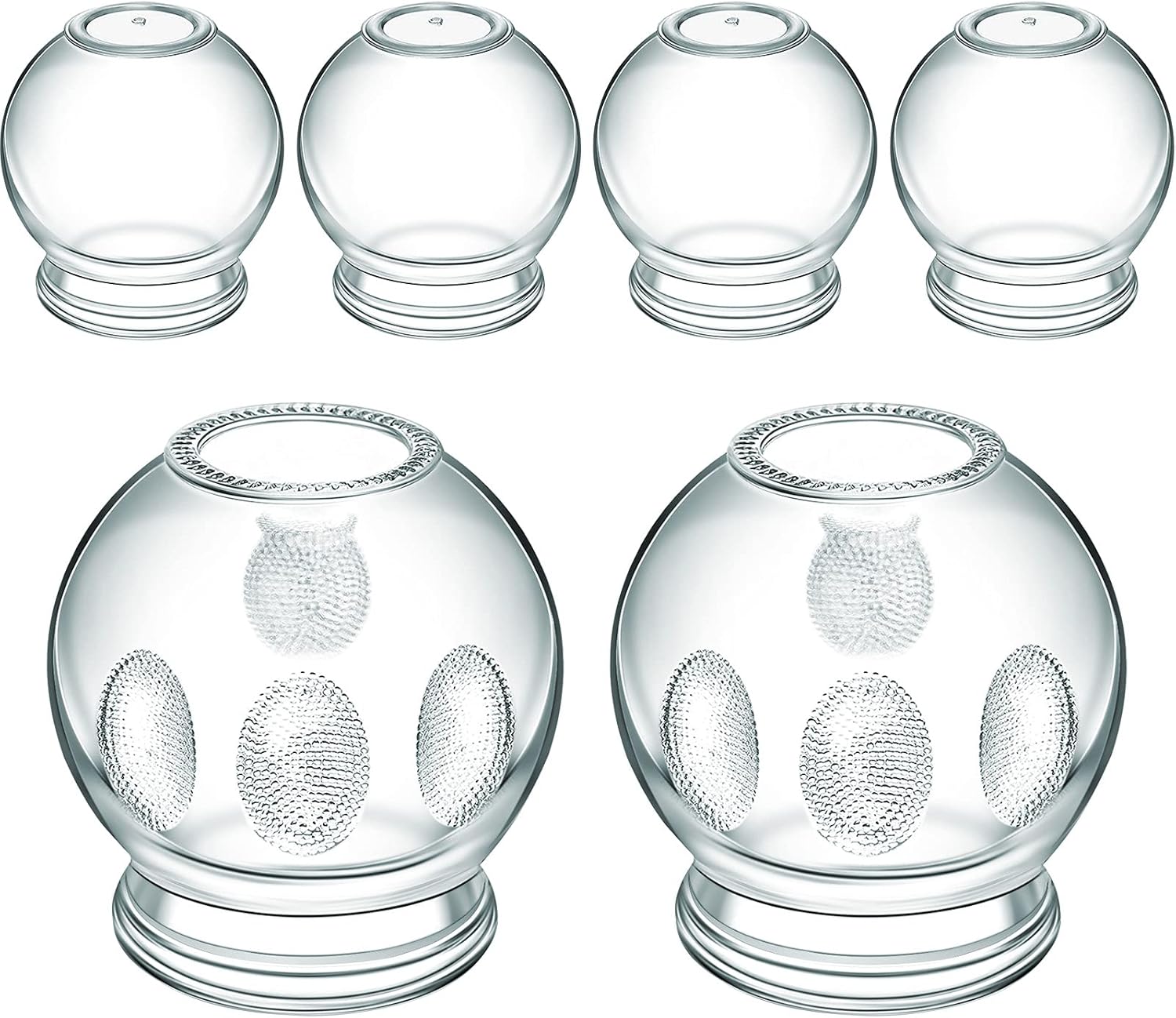 Nuanchu 6 Pieces Glass Fire Cupping Therapy Set Thick Chinese Acupoint Cupping Kit Professional Vacuum Glass Fire Jars with Finger Grips in 2 Sizes for Myofascial Massage Muscle Nerve Joint Pain
