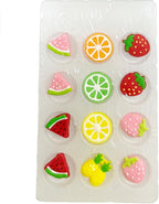 Homipooty 12pcs Fruit Slices Watermelon Strawberry Orange Pineapple Icing Decoration 17g/0.59oz Edible Summer Spring Fruit Sprinkles DIY for Cake Decorating, Cupcake Toppers,Ice Cream.