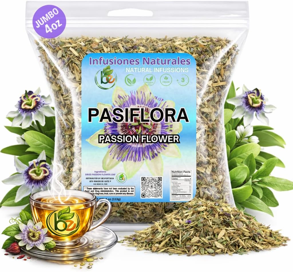 Pasiflora Herbal Tea – 4 oz (113 g) – Passionflower Loose Leaf Blend – Traditional Herbal Infusion – 100% Natural, Wildcrafted, Caffeine-Free, Vegan, Non-GMO – by BexpertsUSA