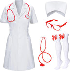 TOKYO REVENGERS Women 5Pcs Halloween Nurse Costume Set Doctor Outfit Lab Coat Nurse Hat Cosplay Party Costume Accessories