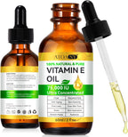 flasture Vitamin E Oil 75,000 IU – 100% Pure Natural Vitamin E for Skin, Face, Hair, Scars – Deep Moisturizing Body Oil for Dry Skin, Wrinkles – Cold-Pressed, Non-GMO,Skincare – 2 Fl Oz