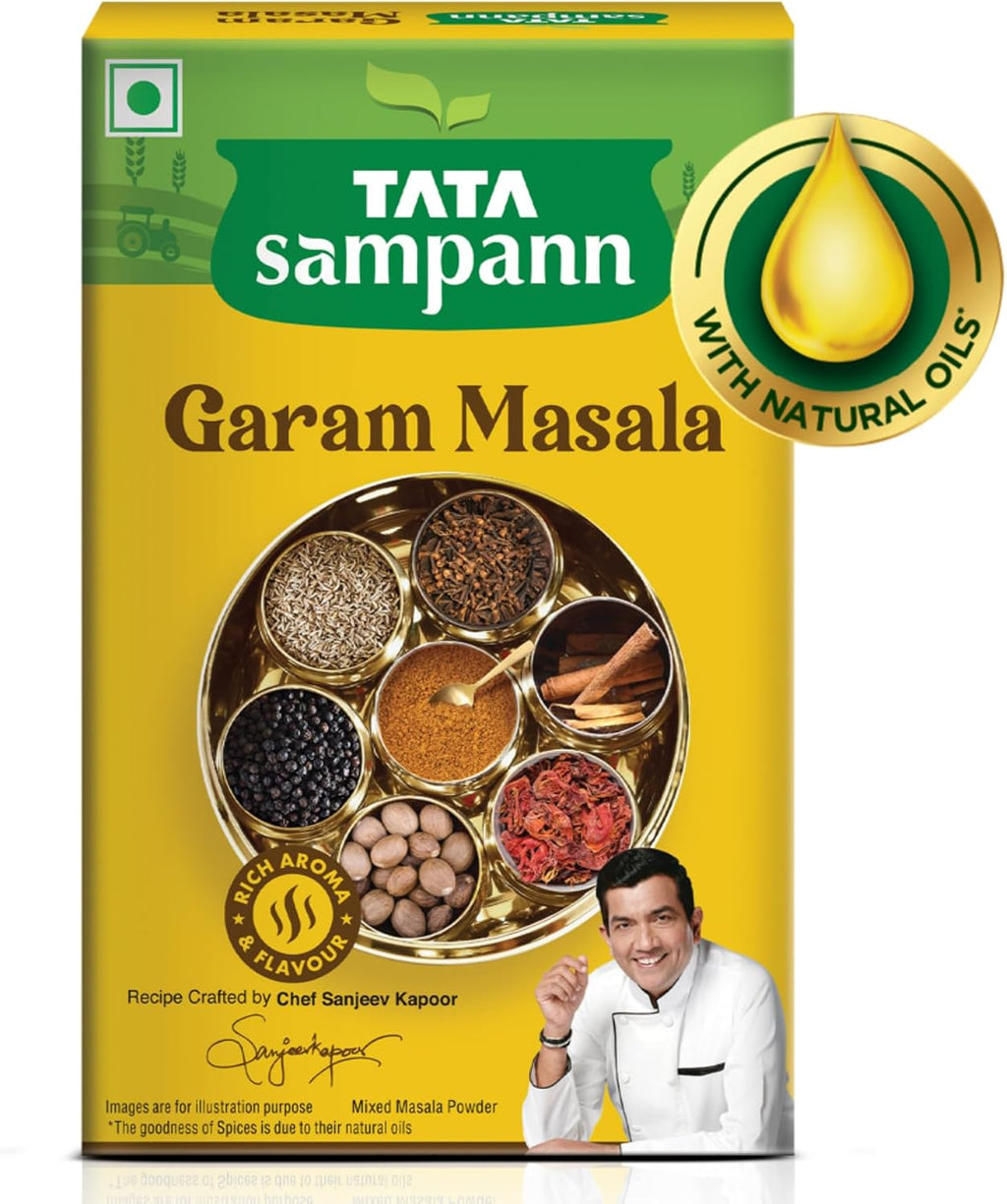 Tata Sampann Garam Masala Powder with Natural Oils, 100g, Crafted by Chef Sanjeev Kapoor, With Chef’s Exclusive Tip, Rich Aroma & Flavour