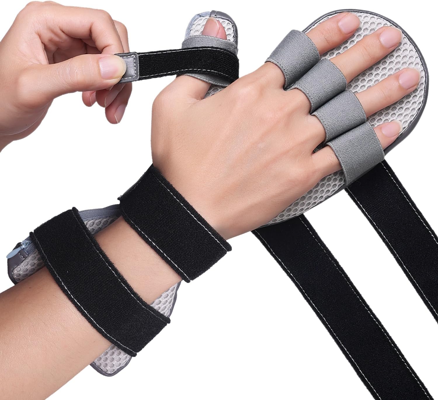 DrFinger Stroke Hand Brace Splint for Straightening Fingers with 5 Fingers Resting Support,Prevent Fingers Curling, Dupuytren's Contractures, Hand Spasms, Fit Right & Left, Men & Women - M