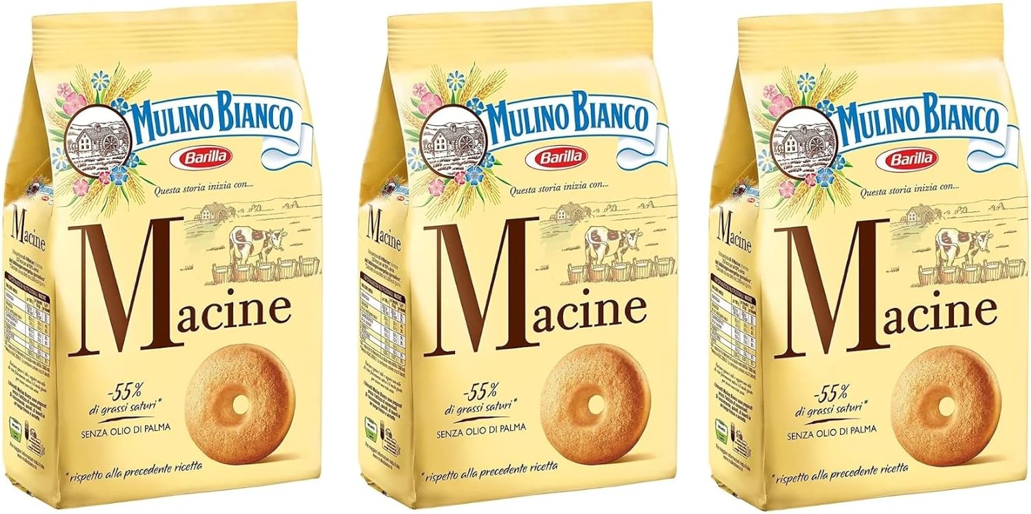 Mulino Bianco: "Macine" Shortbread cookies Cream - 12.3 Oz (350g) Pack of 3 [ Italian Import ] …