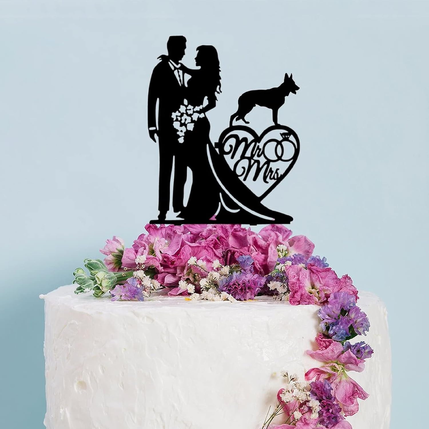 Couple Wedding Cake Topper Bride And Groom With German Shepherd Dog Cake Topper Custom Dog Pet Topper Personalized Wedding Topper Bride Cake Topper Ideal Gift for Wedding Anniversary