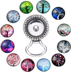 SUNNYCLUE 1 Box Interchangeable Eyeglass Holding Snaps Brooch with Tree of Life Glass Snaps Button 18mm Snap Charms Jewelry Pendant for Jewelry Making Supplies