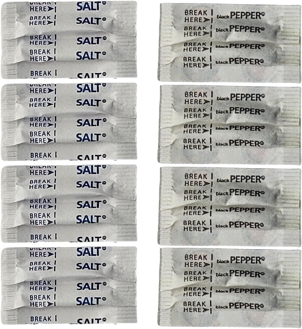 Green Direct Salt and Pepper Packets, 200 pcs, 100 Salt & 100 Pepper Packs for Convenient Seasoning Individually Sealed, Disposable Sachets for Food Service, Cafes, Travel, and Everyday Use