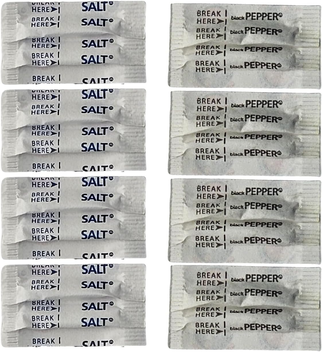 Green Direct Salt and Pepper Packets, 200 pcs, 100 Salt & 100 Pepper Packs for Convenient Seasoning Individually Sealed, Disposable Sachets for Food Service, Cafes, Travel, and Everyday Use
