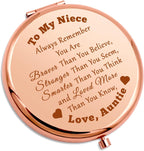 Niece Compact Mirror Niece Gifts from Auntie Inspirational Gifts for Her from Auntie Encouragement Folding Makeup Mirror for Girls from Aunt Birthday Presents Christmas Graduation Wedding Presents